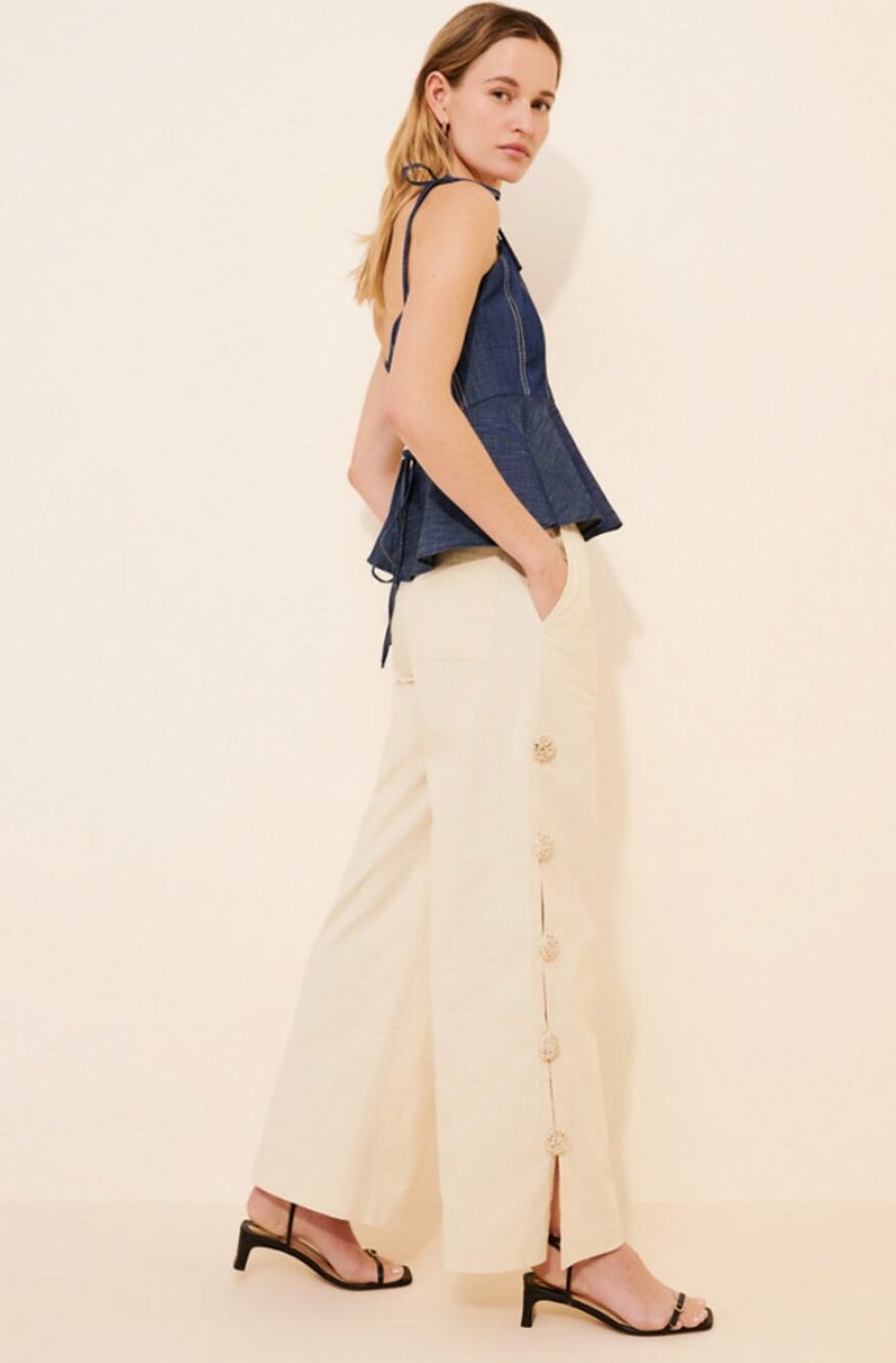 FIND ME NOW Linen Blend Wide Leg Seam Pants XS